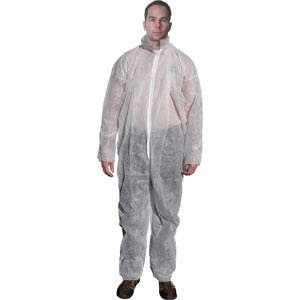 Disposable chemical-resistant coveralls with elastic cuffs